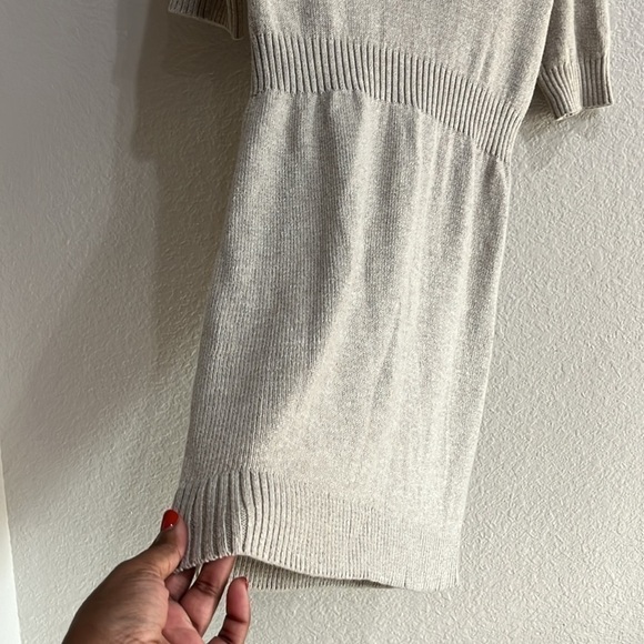 Loft Women’s Knee Length Sweater Dress Short Sleeve Beige Size XS - Picture 7 of 9